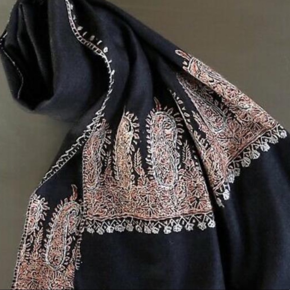 COPY - Black hand embroidered formal scarf